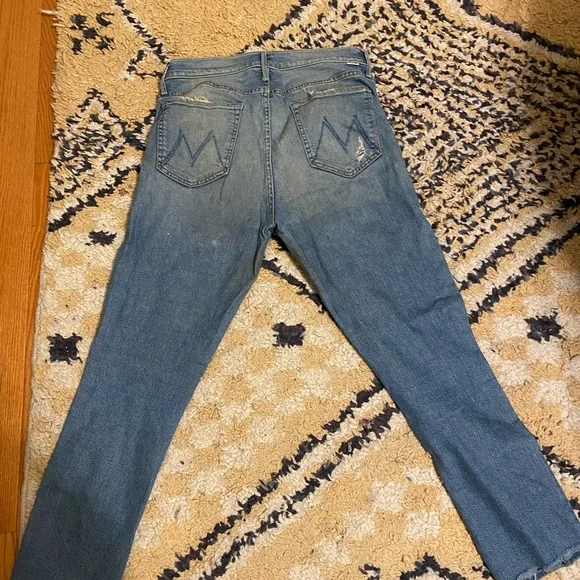 MOTHER Distressed Blue Straight Leg Jeans size 31 - Picture 3 of 3